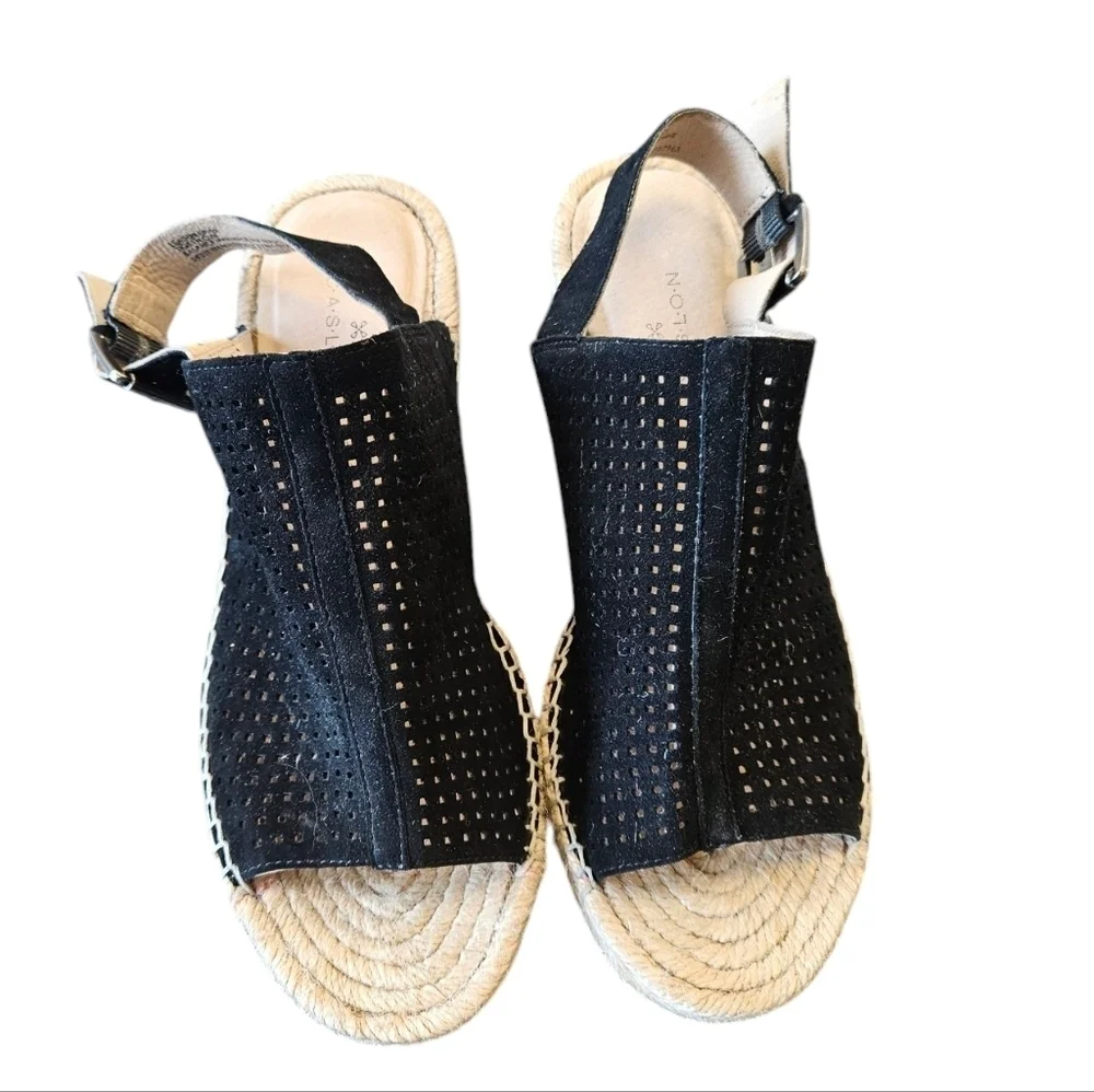 Caslon Black Leather Wedge Sandals Womens
